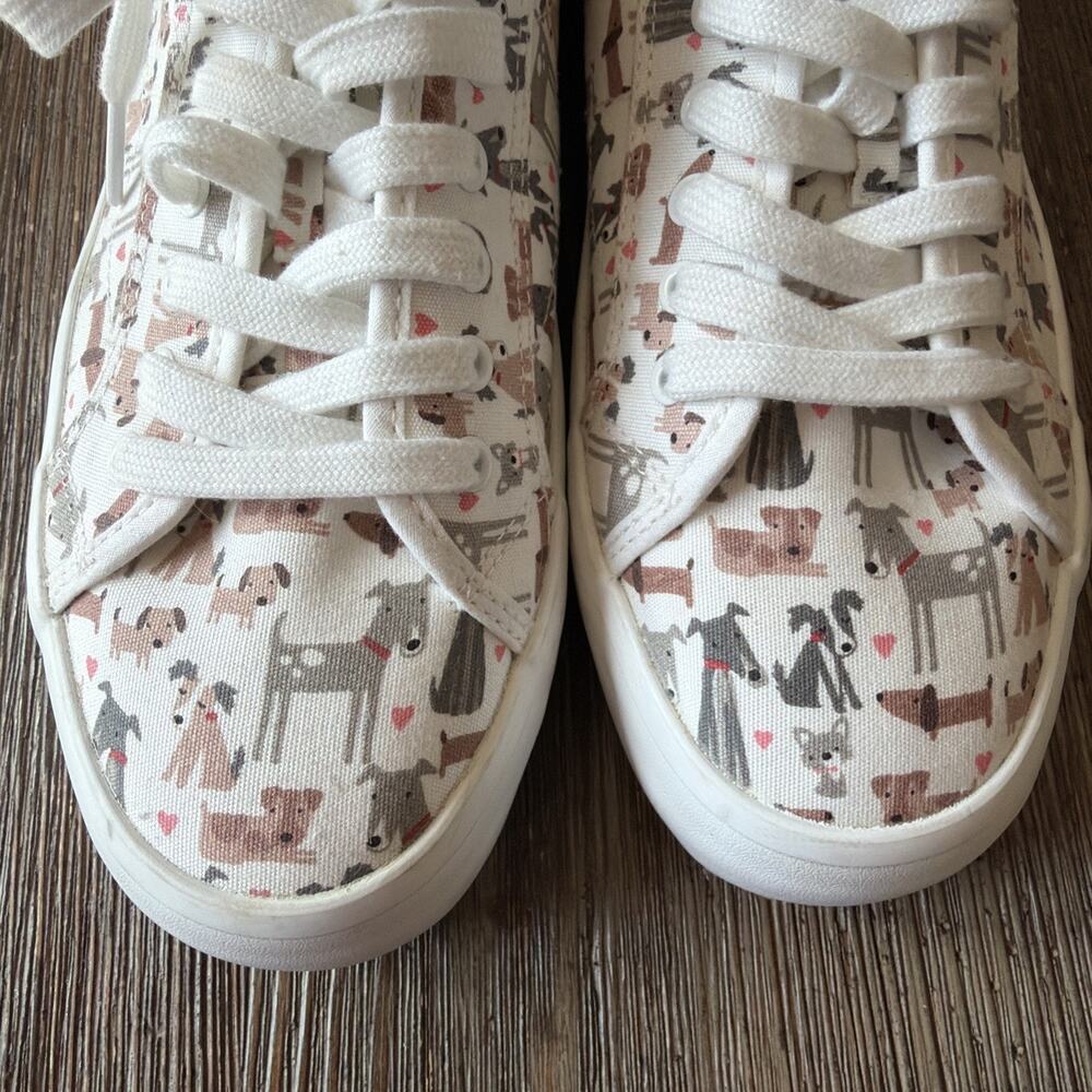 Cynthia Rowley Grey Brown Varied Dogs Tiny Hearts Platform Canvas Shoes women 10 - Picture 2 of 10